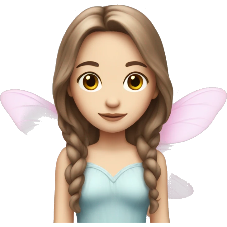 fairy with brown hair and pink wings and pale skin tone long hair   emoji