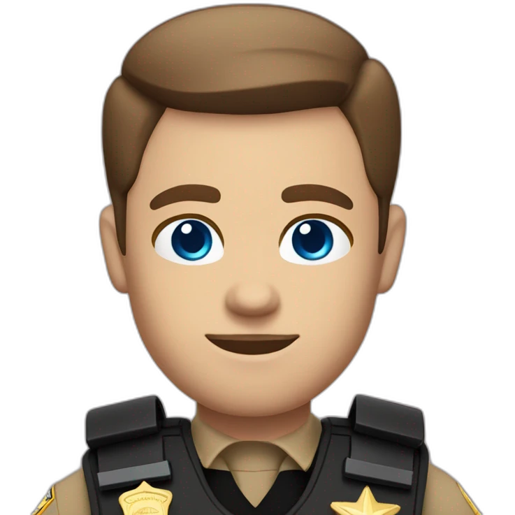 Deputy sheriff with short Brown hair and blue eyes and bulletproof vest and arms emoji