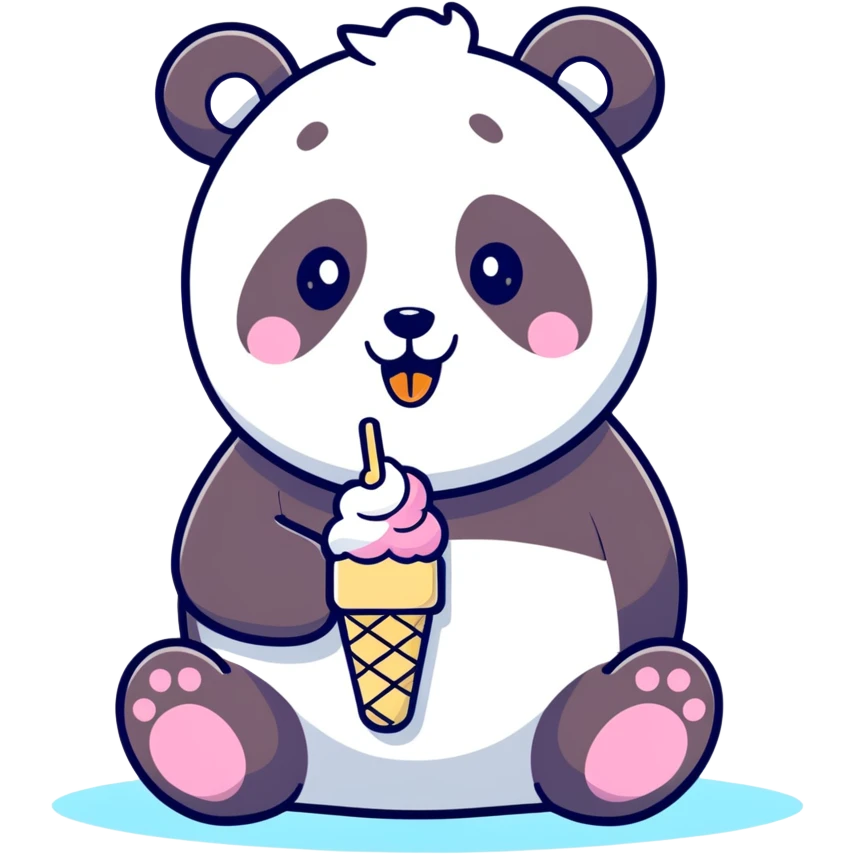 Panda eating ice cream emoji