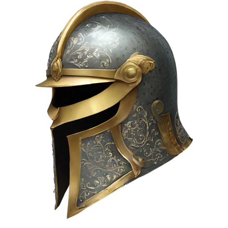 ornate french full-face armet helmet intricate inlays emoji