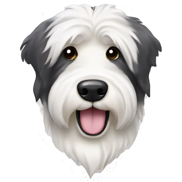 Old English Sheepdog neckless with black eyes emoji