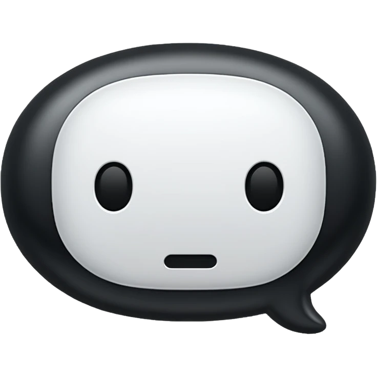  chat burbulas juodai baltas su mettalic efektu be veiduko emoji