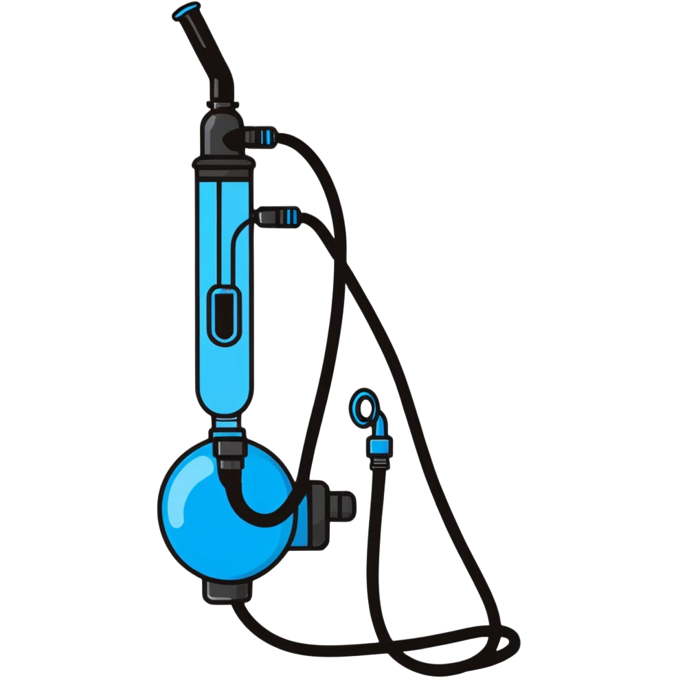 Bright blue mouthpiece with breathing valve and oxygen tube for VO2 max testing, no person emoji