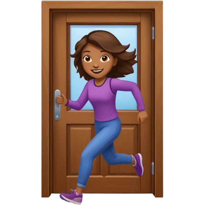 brown skinned female running out of door emoji