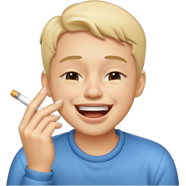 laughing emoji while crying with a cigarette emoji