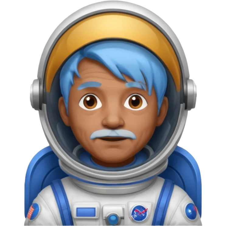 old man, brown skin astronaut with blue hair emoji