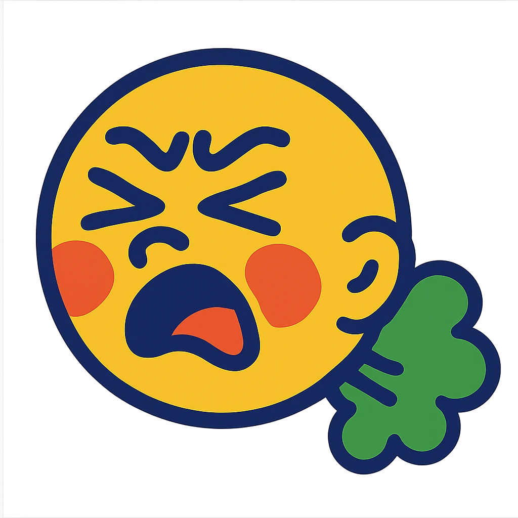 vibrant toon style farting face emoji