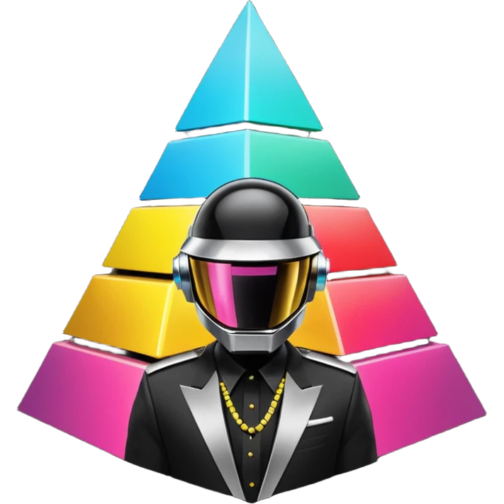 Scène Alive des daft punk en forme de pyramide illuminée et colorée. emoji