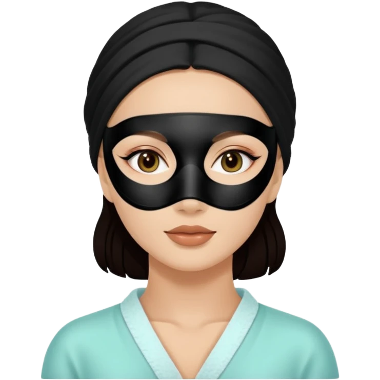 Lady with face mask black spa beauty full face relaxing hot emoji