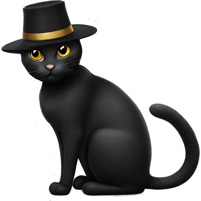 Black cat with hat emoji
