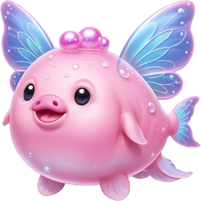 blobfish that is a magical fairy with wings emoji
