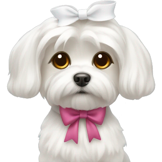 Maltese with a bow  emoji