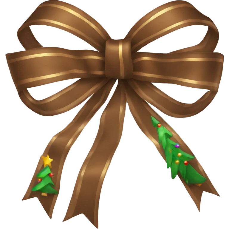 an aesthetic brown bow with christmas ribbons tied to it emoji
