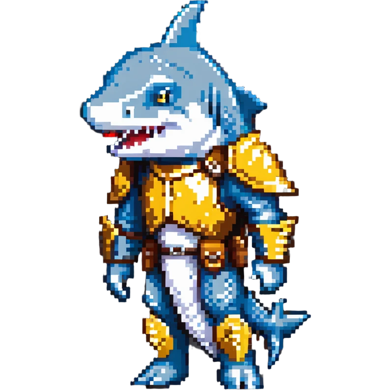 anthropomorphic shark wearing knight armor emoji