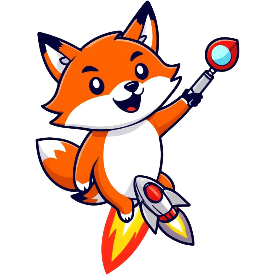 Evil Fox lunching a rocket emoji