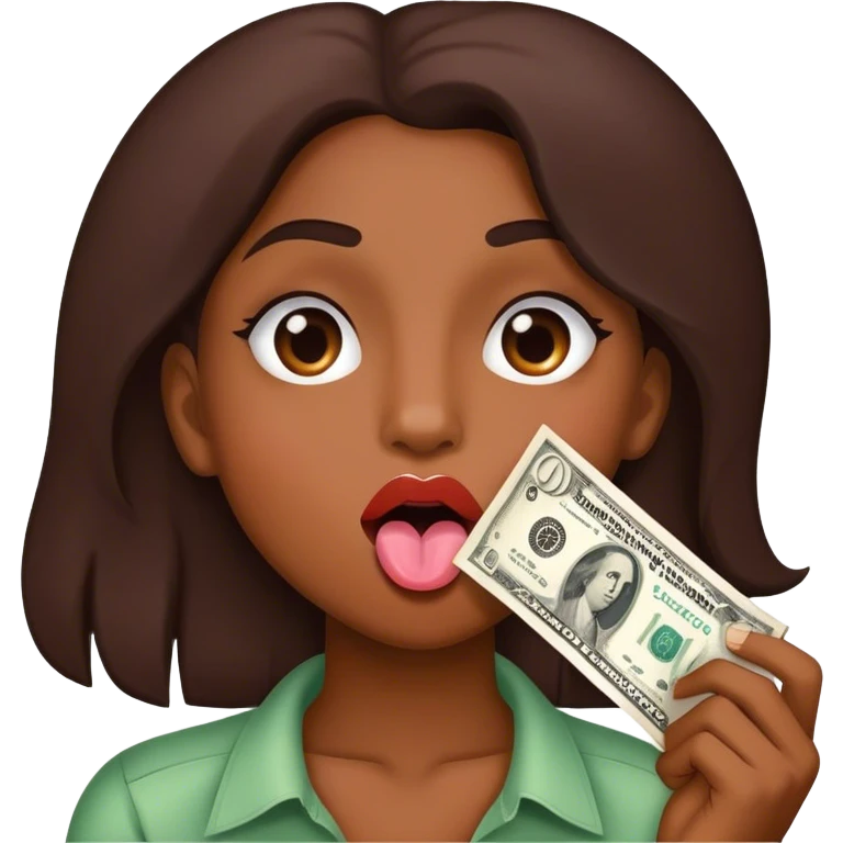Dollar licking lips emoji