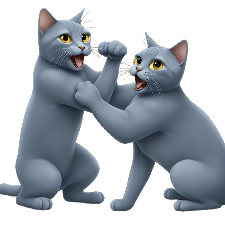 Two Russian Blue cats fighting  emoji