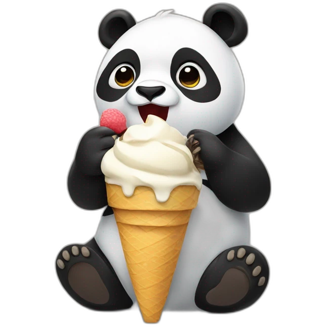 Panda eating ice cream emoji