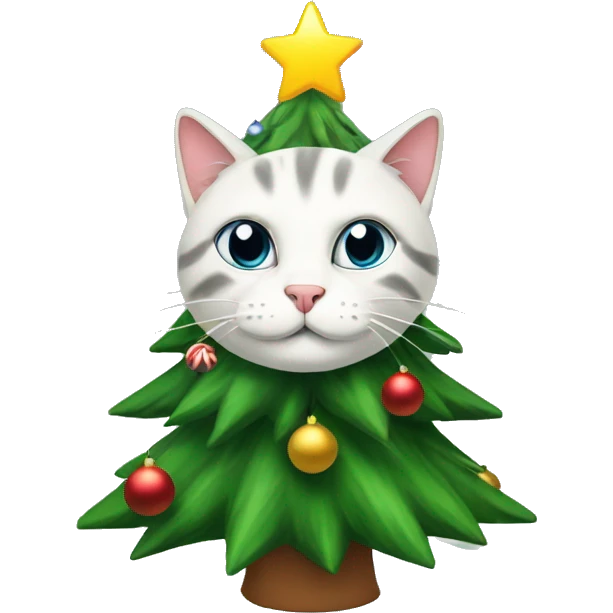 Christmas tree with cat in it emoji