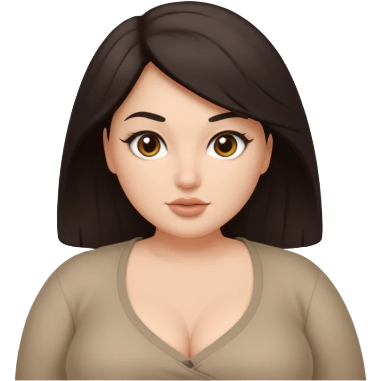 Cute curvy woman dark hair brown eyes big ass big chest skin coloured clothes  ass near camera ass nude shaved pussy cum sperm  emoji