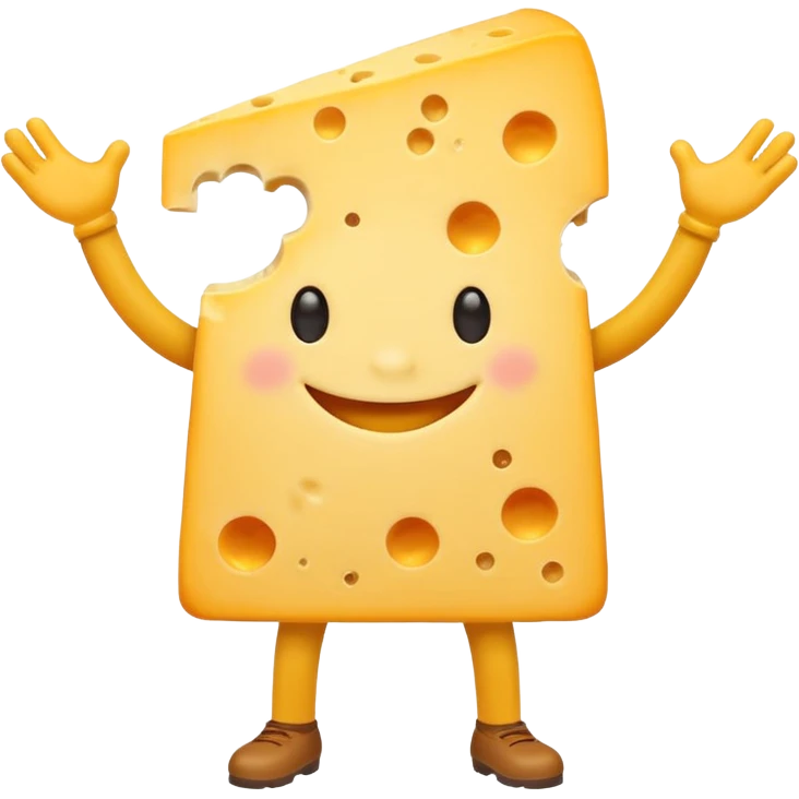 A cheese with arms and legs and gritted teeth emoji
