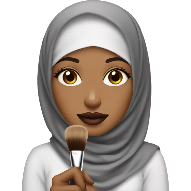 Hijabi-with-lipstick-holding-makeup-brushes emoji