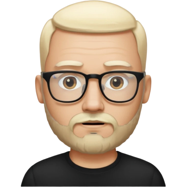 bearded blonde bald man with eyeglasses with black shirt emoji