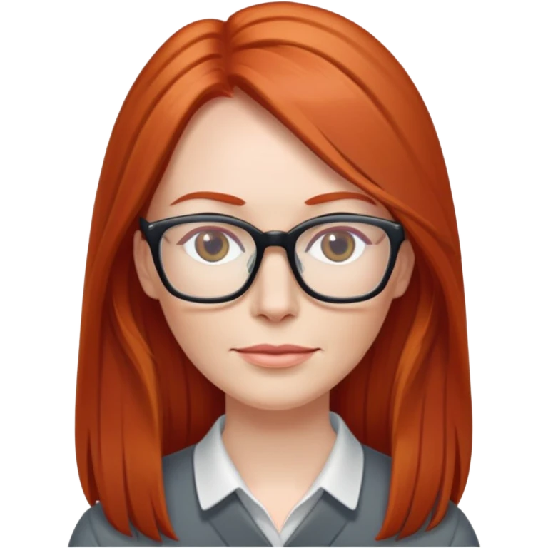 middle age Red head long straight hair pale skin wearing glasses emoji