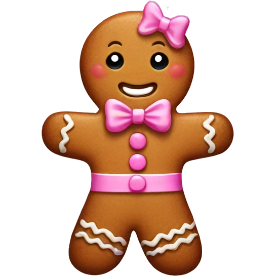 gingerbread man with a pink bow  emoji