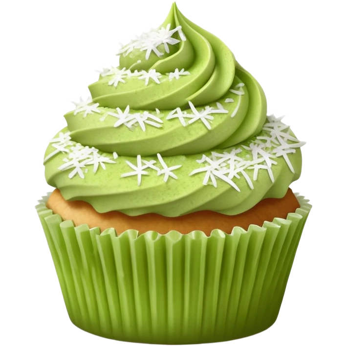 Shredded coconut cupcake dusted with green powder  emoji