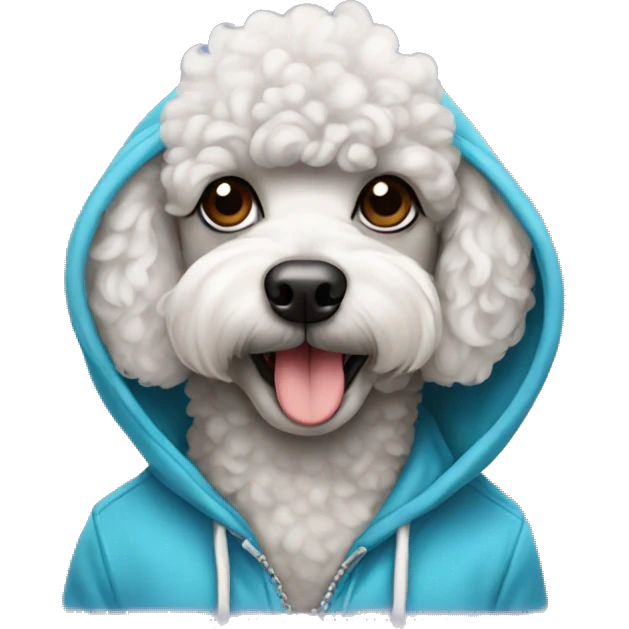 Poodle wearing a hoodie emoji
