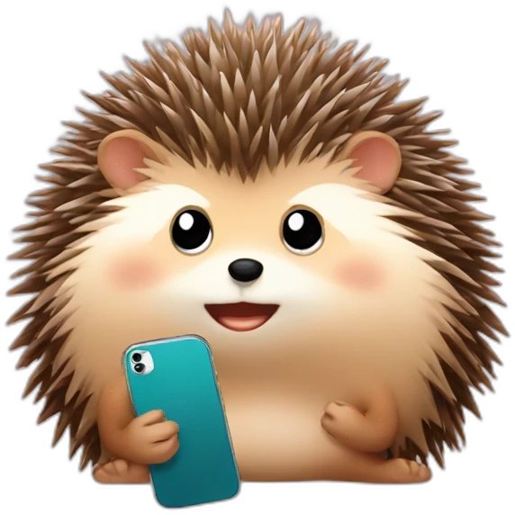 hedgehog with phone emoji