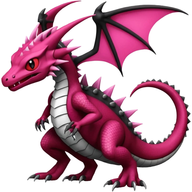 Magenta, black and white Flygon-Gorebyss-Salandit-Gargoyle-Pokémon-Fakémon-creature-fusion-hybrid emoji