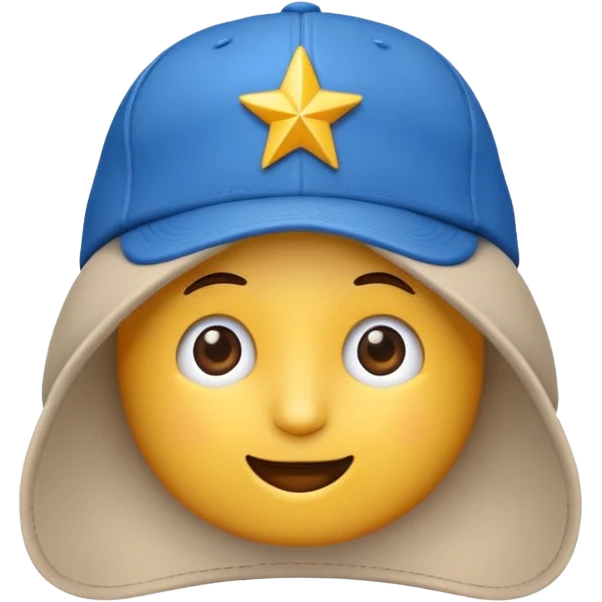 Emoji apenado con gorra con una estrella en medio  emoji