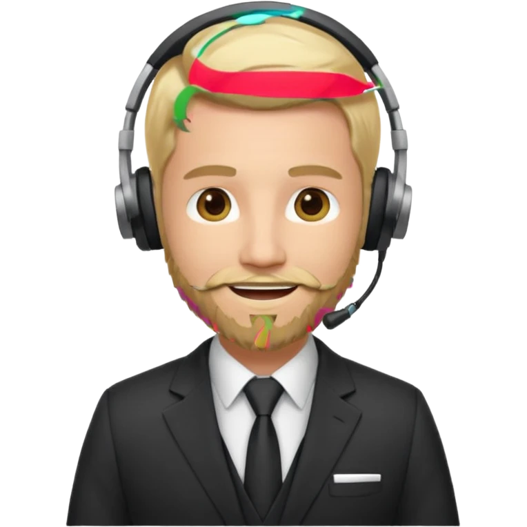 a sales agent with headphones and beard blonde hair smile emoji