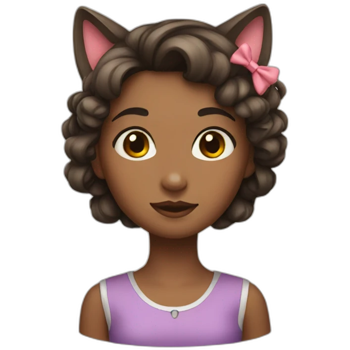 a girl with a bow in her hair and a cat emoji