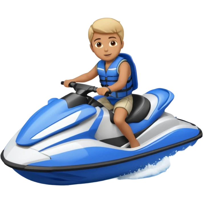 A boy riding a jet ski with wheels emoji