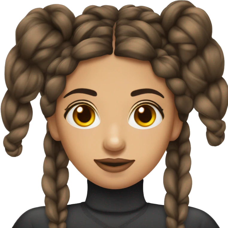 Mujer morena cabello largo con trenzas y maquillaje emoji