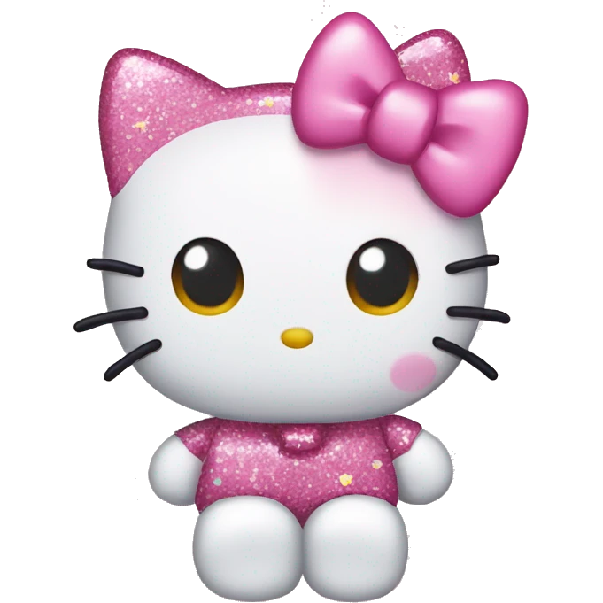 Hello kitty wearing a glittery bow that has pink frosting and sprinkles  emoji