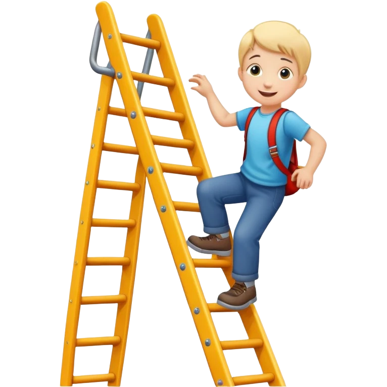 child climbing a playground ladder, cheerful and adventurous emoji