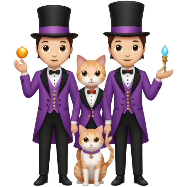 magician couple and their pet cat emoji