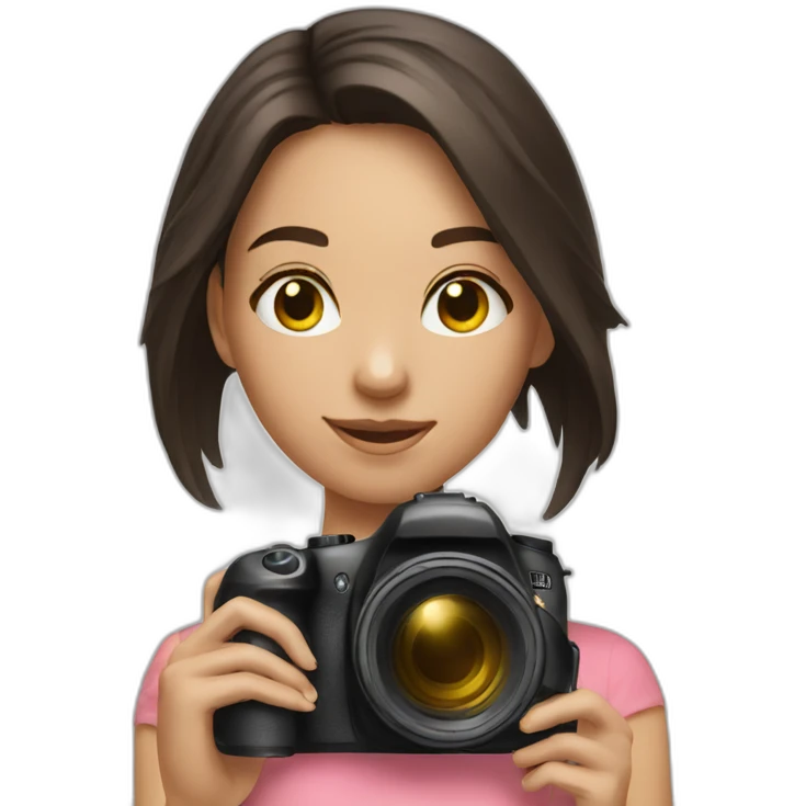 A brunette girl taking photos emoji