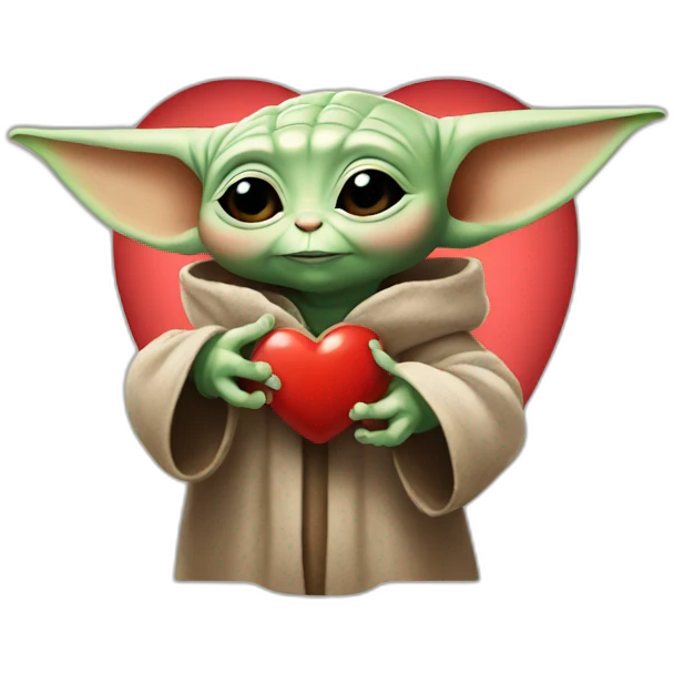 Baby yoda shaping heart with his hands emoji