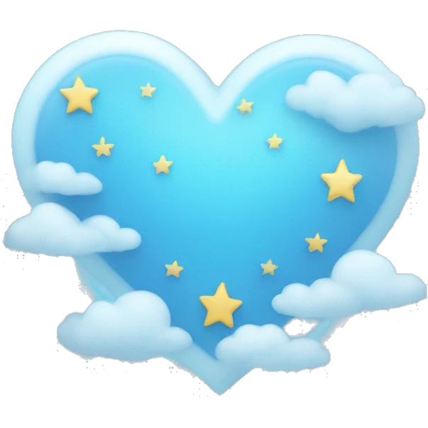 light blue heart with clouds and stars emoji