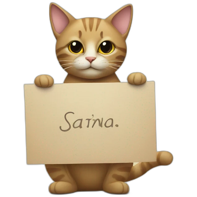 cat holding a sign with the inscription “Safina” emoji