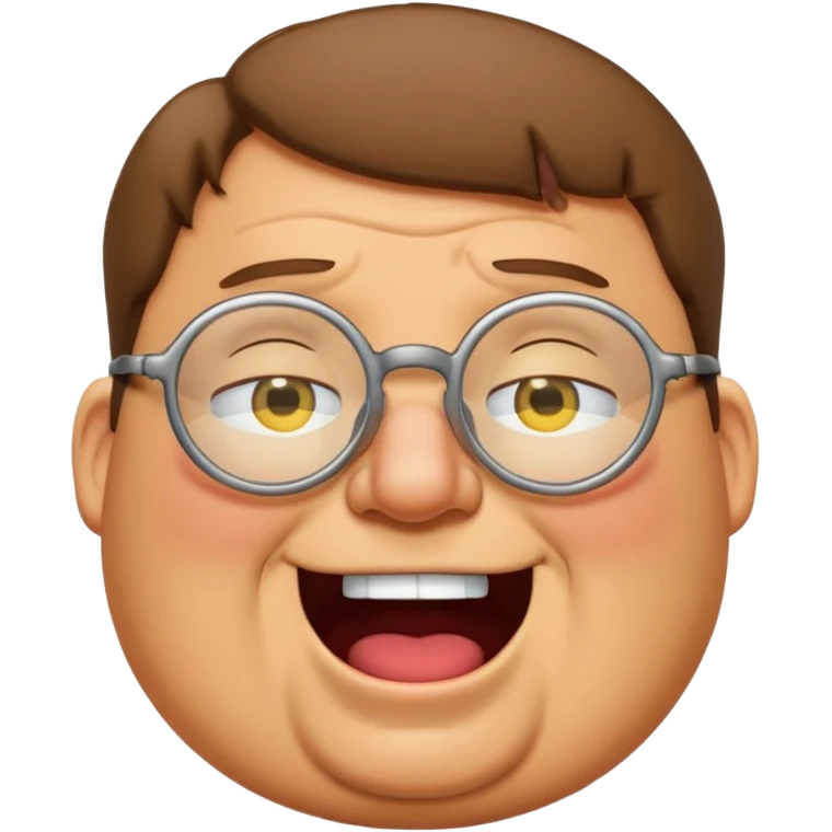 peter griffin with glasses as a laughing crying emoji in Midjourney style emoji