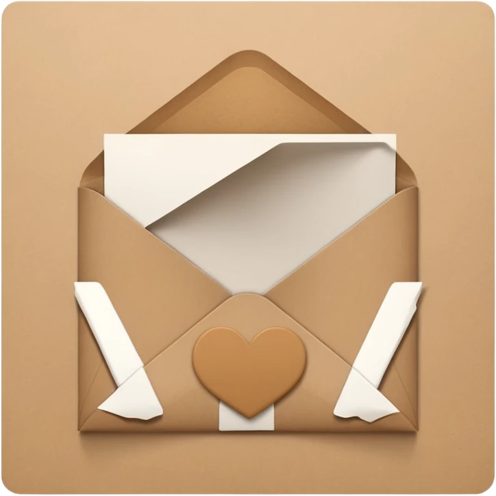 blank greeting card open with brown envelope next to it emoji