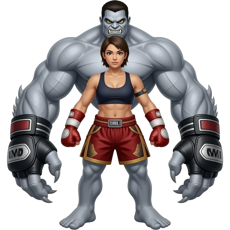 Create a Muaythai monster female emoji