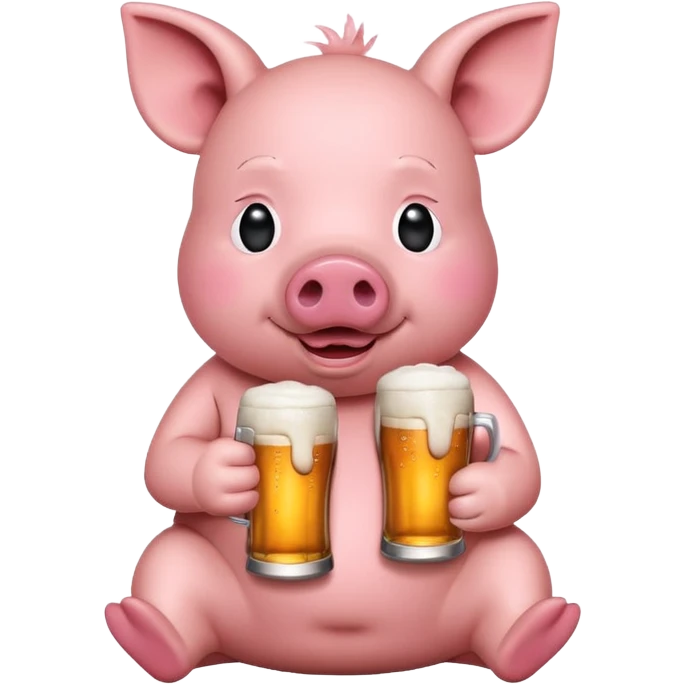 apple pig emoji sitting up drinking a beer drunk emoji