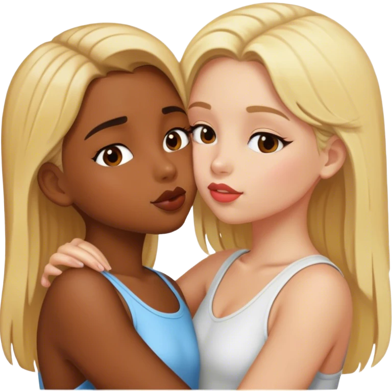 Une fille blonde qui embrasse une fille brune emoji